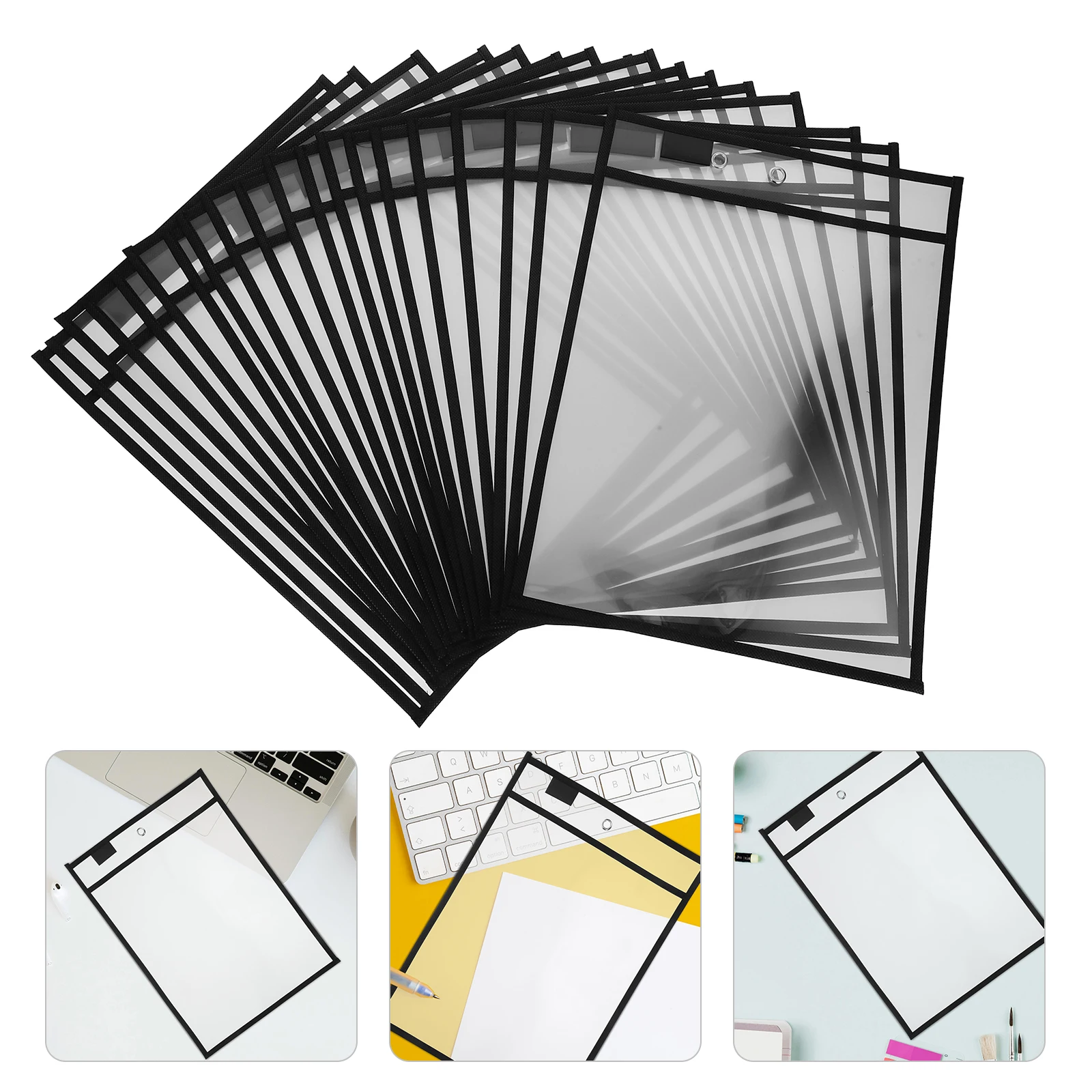 

20pcs Dry Erase Pockets Reusable Clear Plastic Sheet Protectors Heavy Duty Ticket Holders Page Sleeve File Organizer Wall