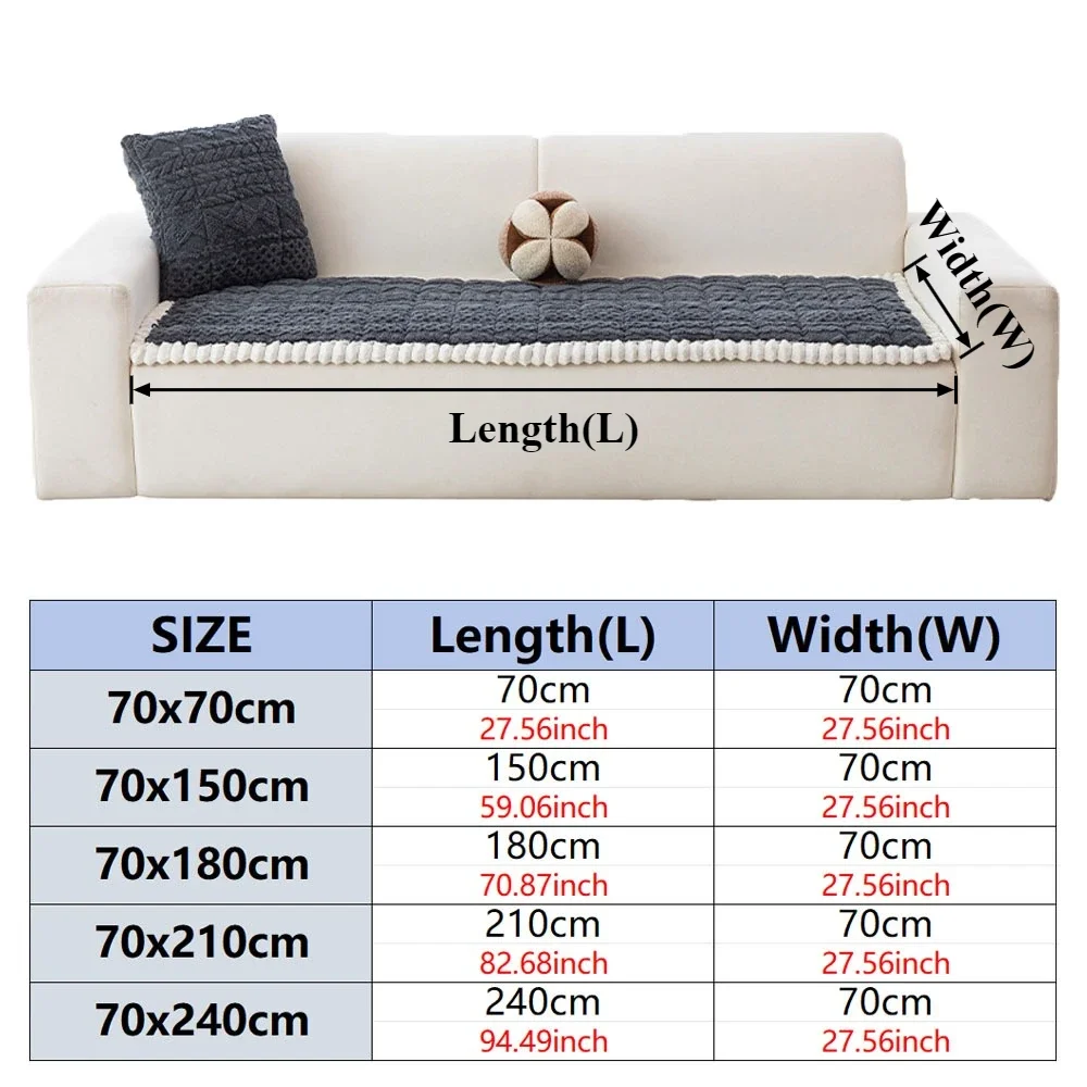 1PC Flannel Sofa Cushion Cover Four Seasons General Non-Slip Thickened Living Room Sofa Blanket Modern Plush Seat Cushion Cover