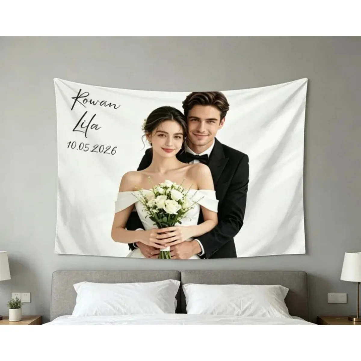 A Customizable Tapestry Featuring Personal Photos and Text, Perfect for Decoration and Enhancing the Atmosphere.