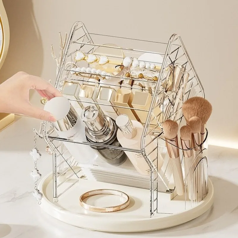 

AB42-Многофункциональный 360° ° Вращающаяся полка для хранения косметики, держатель для хранения косметики большой емкости, бытовой настольный органайзер