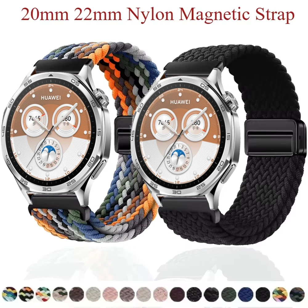 

20mm 22mm Nylon Magnetic Strap for Huawei Watch GT5/4 Pro 46mm Amazfit GTR/Balance Breathable Wristband for Samsung Galaxy Watch