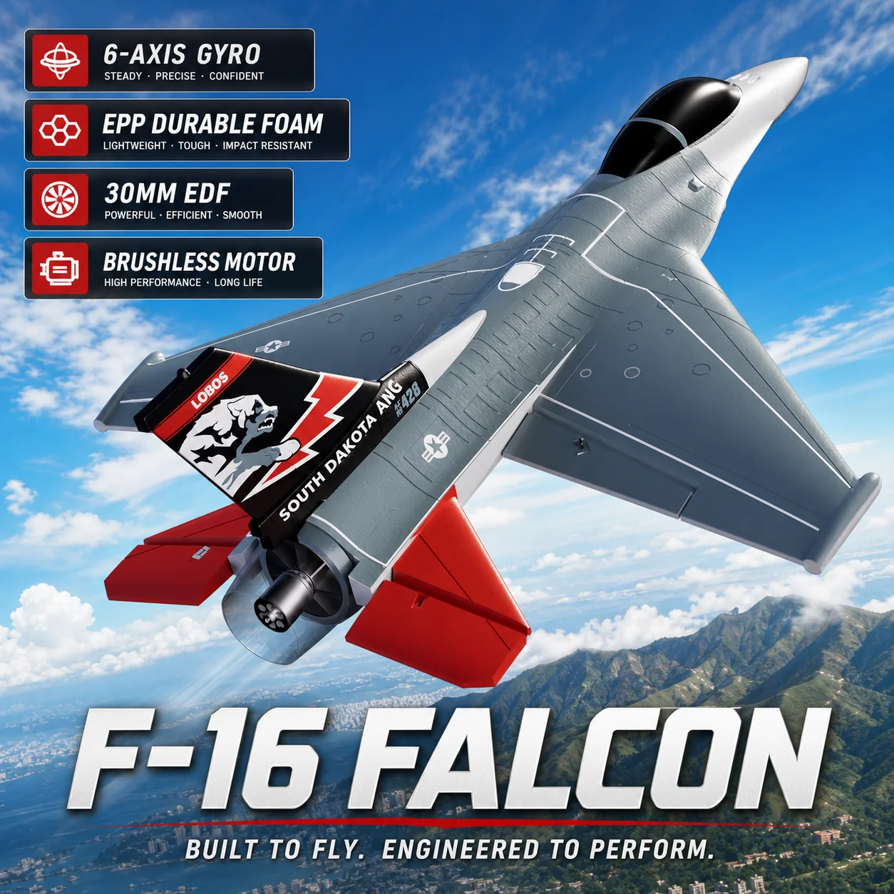 Volantex RC Airplane F-16 Fighter Jet EDF Ducted Fan Brushless Motor Aerobatic RC Plane Hobby Model For Outdoor Flying