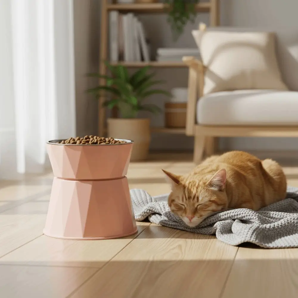 

Высокофутовая миска для кошек из нержавеющей стали, защита шеи, приподнятая кормушка, миска для собак, из нержавеющей стали, полевая для пищеварения, миска для воды