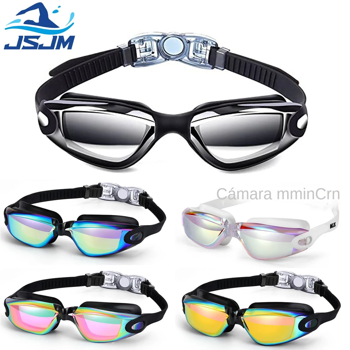 JSJM nuevo profesional adulto antiniebla protección UV lente hombres mujeres gafas de natación impermeable ajustable gafas de natación de silicona