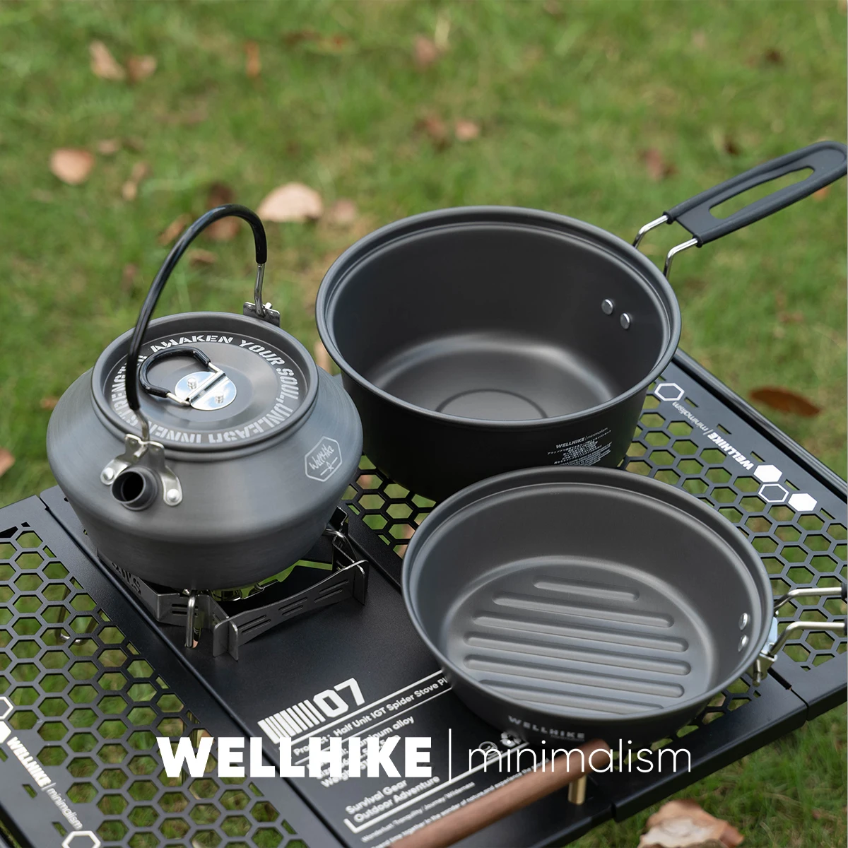 Outdoor Camping Three-Piece Set WELLHIKE Wild Trace IGT Pot Soup Pan Fried Pan Water Boiler for Hiking And Self-Driving Tours