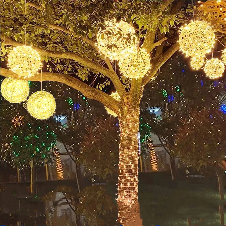 Imagem -04 - Impermeável Led Rattan Ball Christmas Tree String Lights Outdoor Fairy Light Guirlanda para Festa de Casamento Jardim Decoração de Quintal 30cm