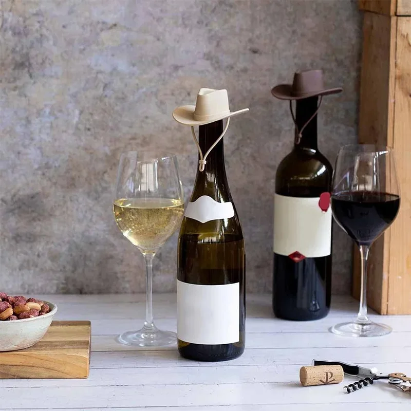 

Creative Silicone Cowboy Hat Stopper Leak-Proof Wine Champagne Beer Bottle Sealer Wild West Wine Cap Plug Kitchen Bar Accessorie