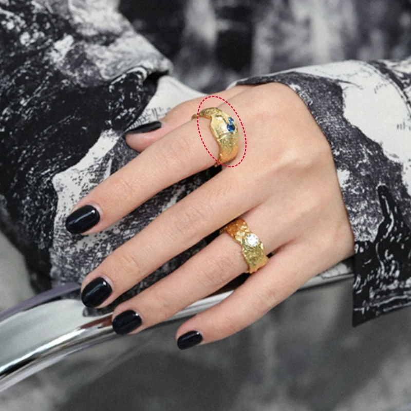 Classic Irregular Texture Design Ring S925 Sterling Silver Rings for Women Inlaid Zircon Fine Jewelry Fashion Versatile Gift055#