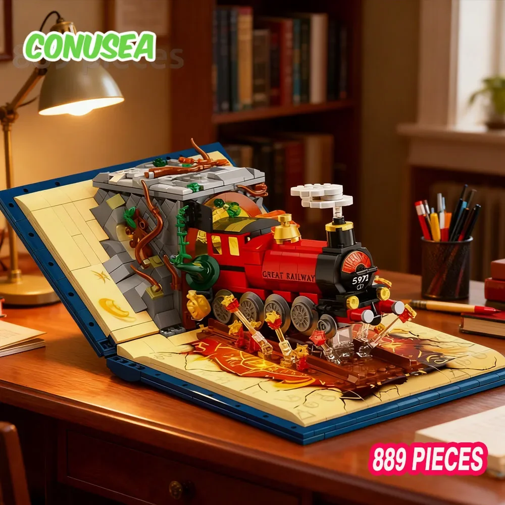 

3D Christmas Train Book Building Blocks Sets 889Pieces Block Creative Diy Bricks Toys Constructor Birthday Gifts for Children