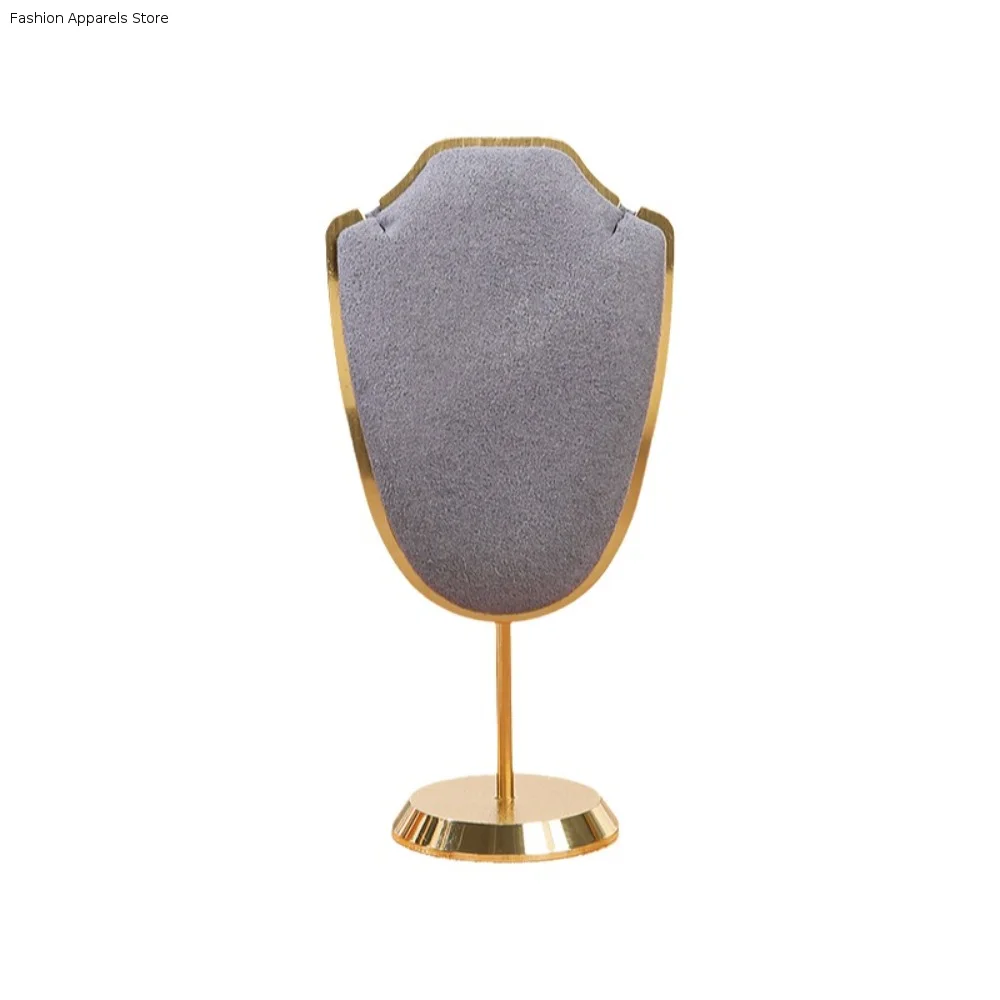 Ultra-Small Mini Jewelry Display Stand Velvet Multi Functional Necklace Pendant Holder Exhibition Shelf Metal Base