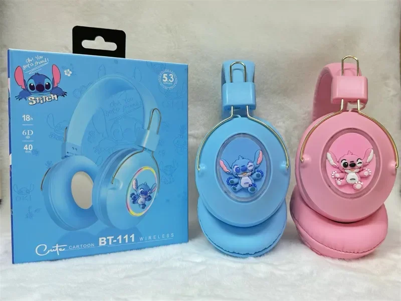 Lilo & Stitch Stitch Cartoon Headphones Girls Lawaii Foldable Heavy Bass Playing Games Listening To Music Bluetooth Headphones