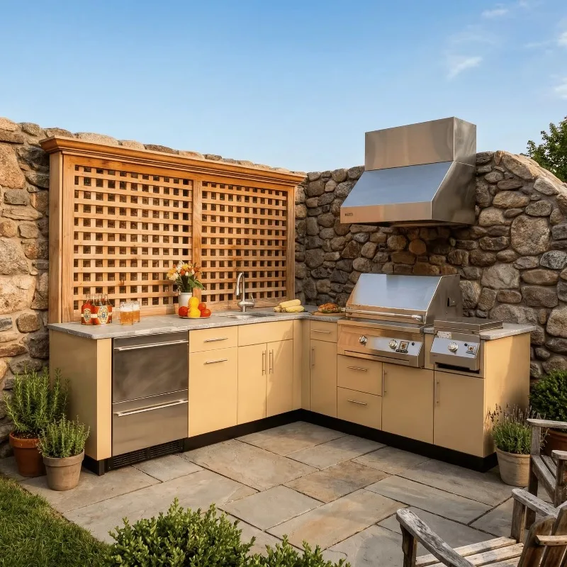 Wholesale Stainless Steel Outdoor Kitchen Custom Villa Shock Resistance Multi Functional Outdoor Kitchen Set For Backyard