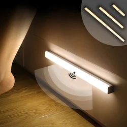 Sensor de movimento luz recarregável armário iluminação escada iluminação led strip sensor luz da noite lâmpada de guarda-roupa