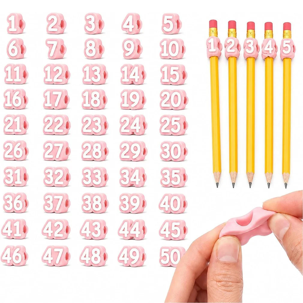 Pencil Caps Numbered 30-50 Colorful Reusable Labels Digital Pencil Toppers Tracking Markers For Kids Student Stationery Supplies
