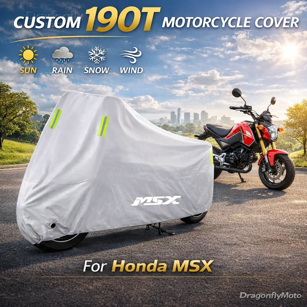 

For Honda Grom125 MSX125 MSX125SF Grom 125 MSX Motorcycle Cover Silver Waterproof UV Rain Dust Sun Outdoor Indoor Protector