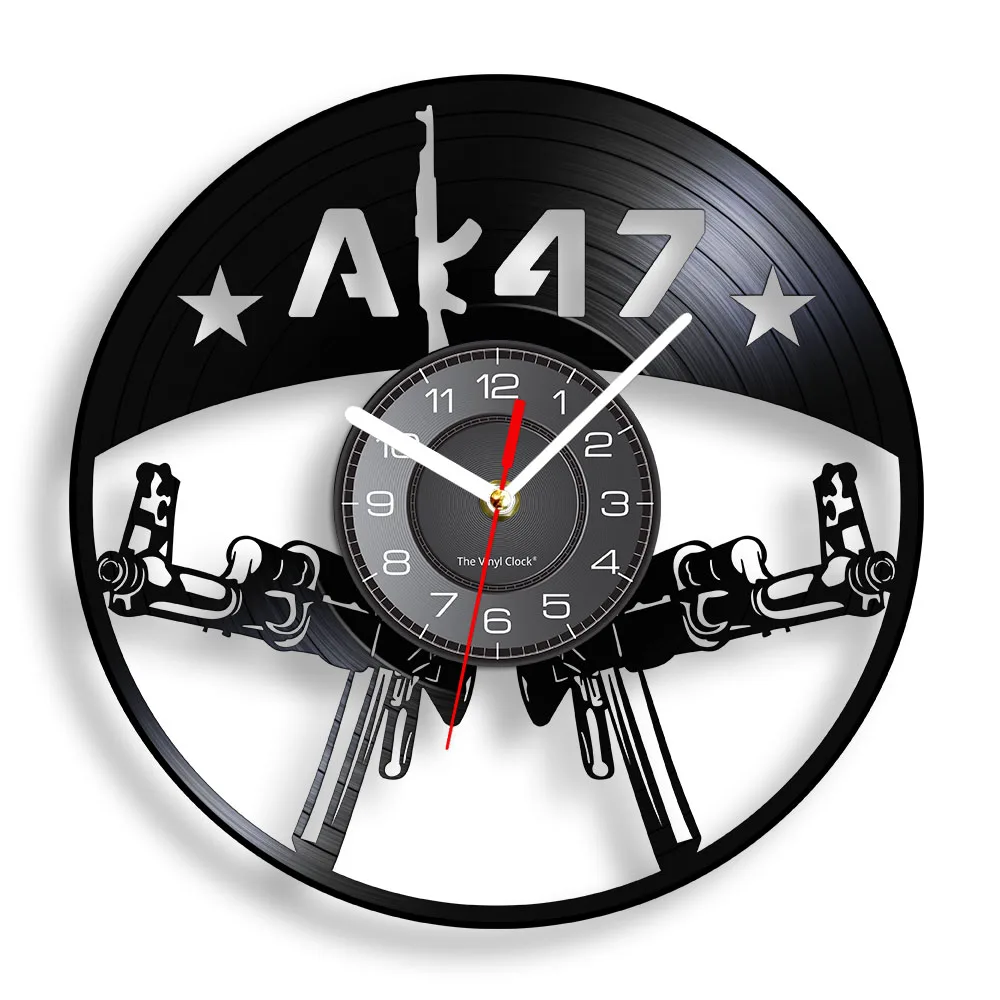 

Weapon Gun AK47 Laser Cut Vinyl Record Wall Clock For Man Cave Living Room Rifle Gun Wall Clock Military Army Soldiers Gift Idea