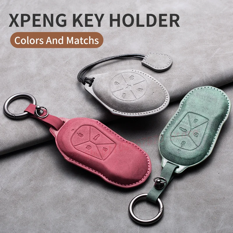 Leather Car Key Case Cover For Xpeng Xiaopeng P5 P7 G3 G6 G9 G3i Key Fob Shell Auto Interior Accessories