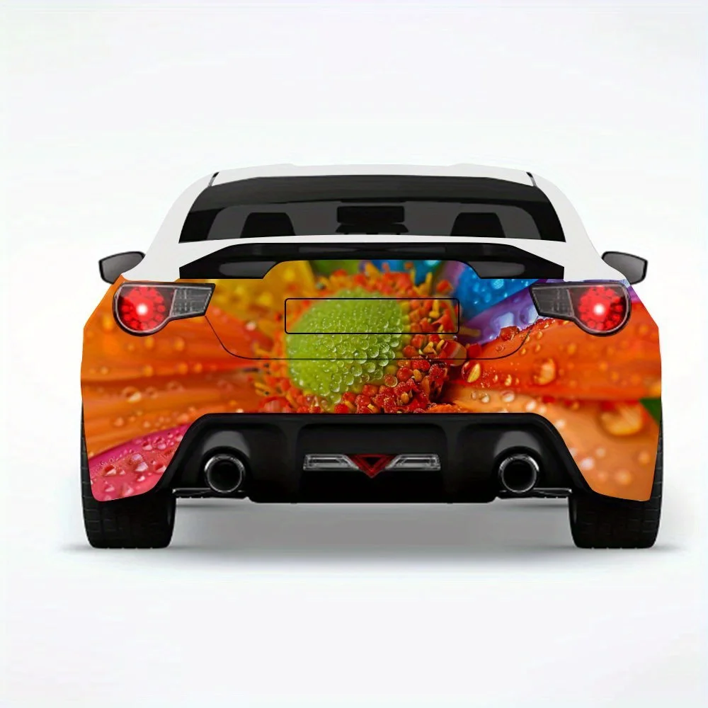 

Colorful Rainbow Flower Car Sticker-Vinyl Decal for Car Rear, Waterproof Self-Adhesive Vinyl Stickers for Vehicle Tail & Bumper,