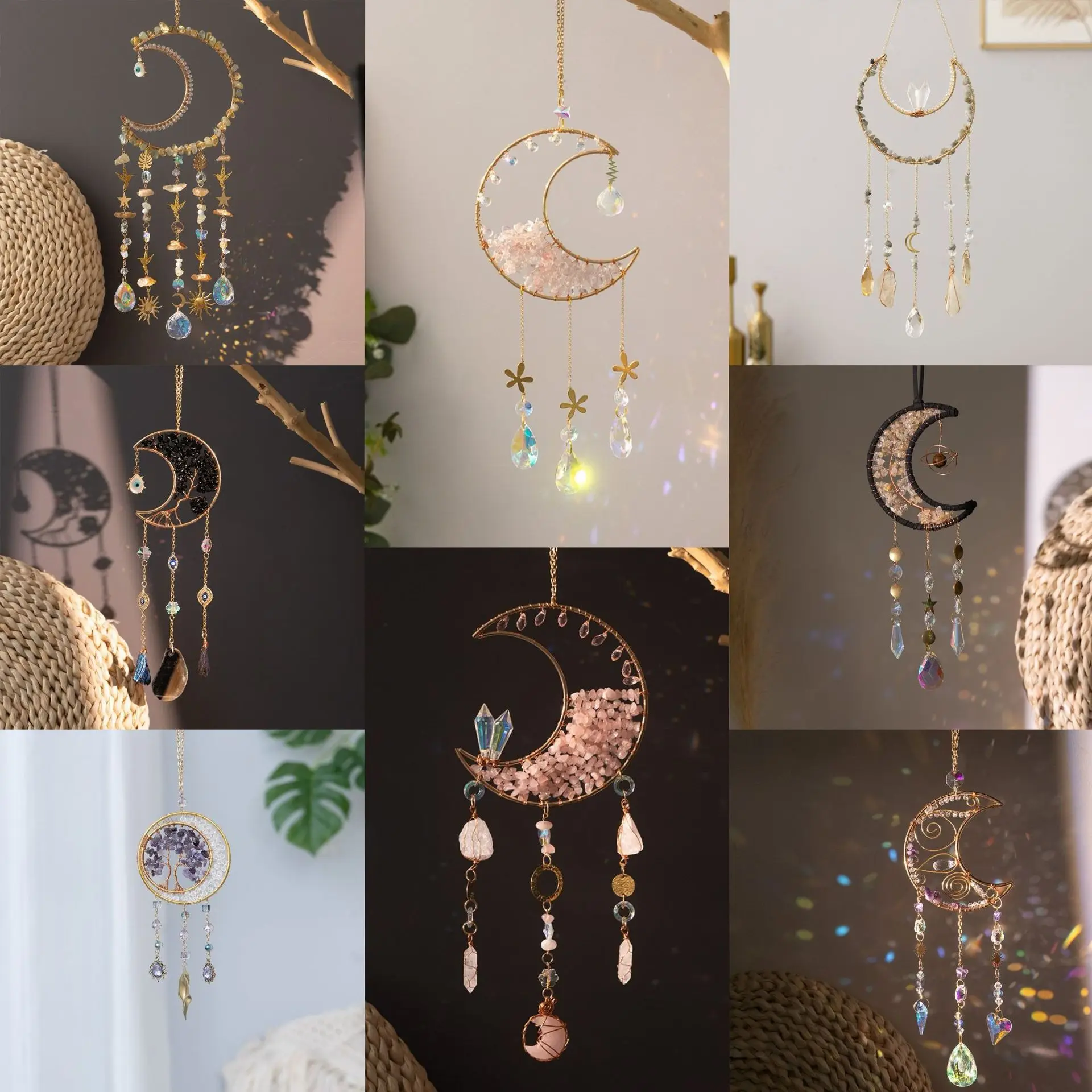 

Garden Natural Stone Sun Catcher with Tree of Life Dream Catcher Wind Chime В Скандинавском Стиле Room Decoration