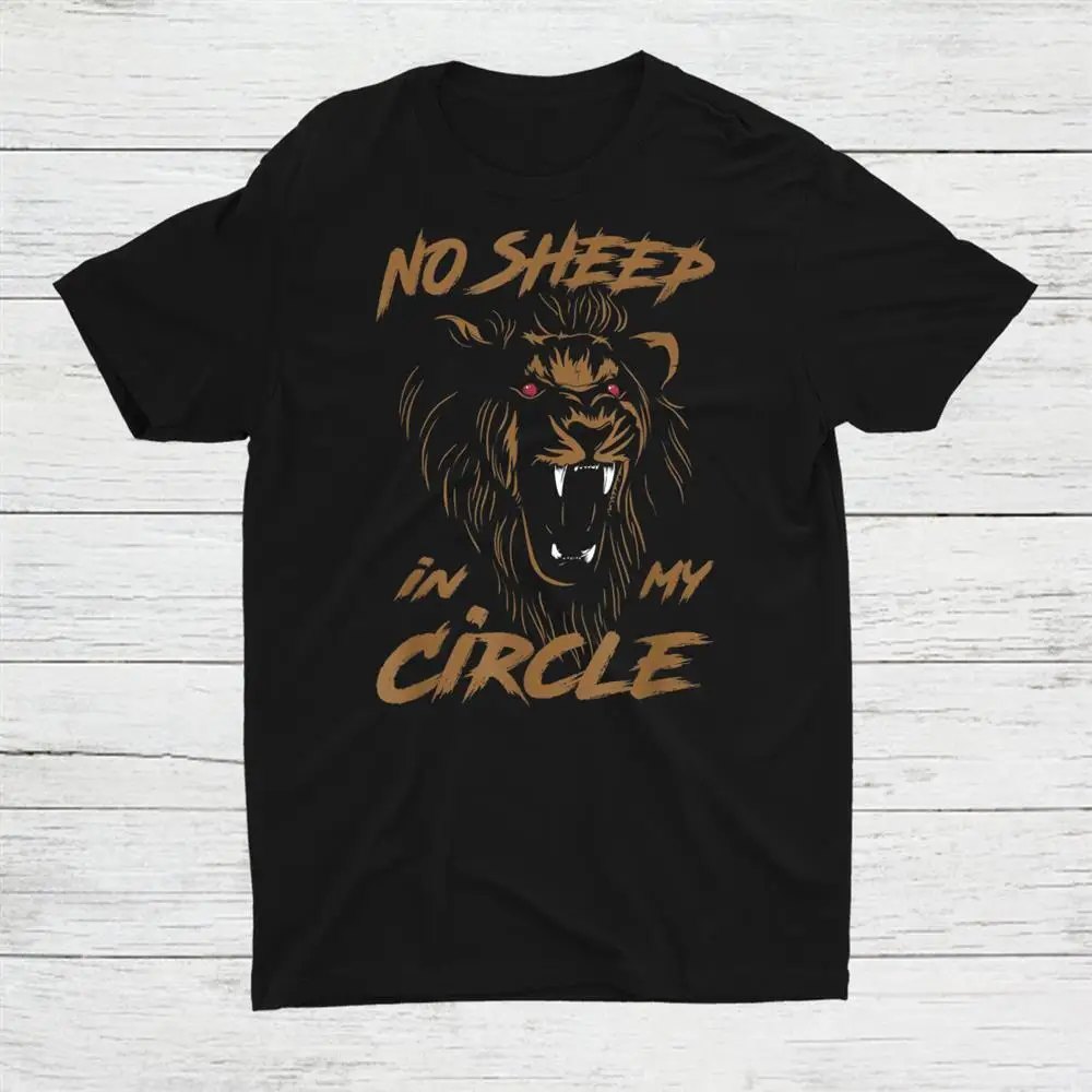 No Sheep In My Circle Roaring Lion Retro Vintage Unisex T-shirt S-5XL