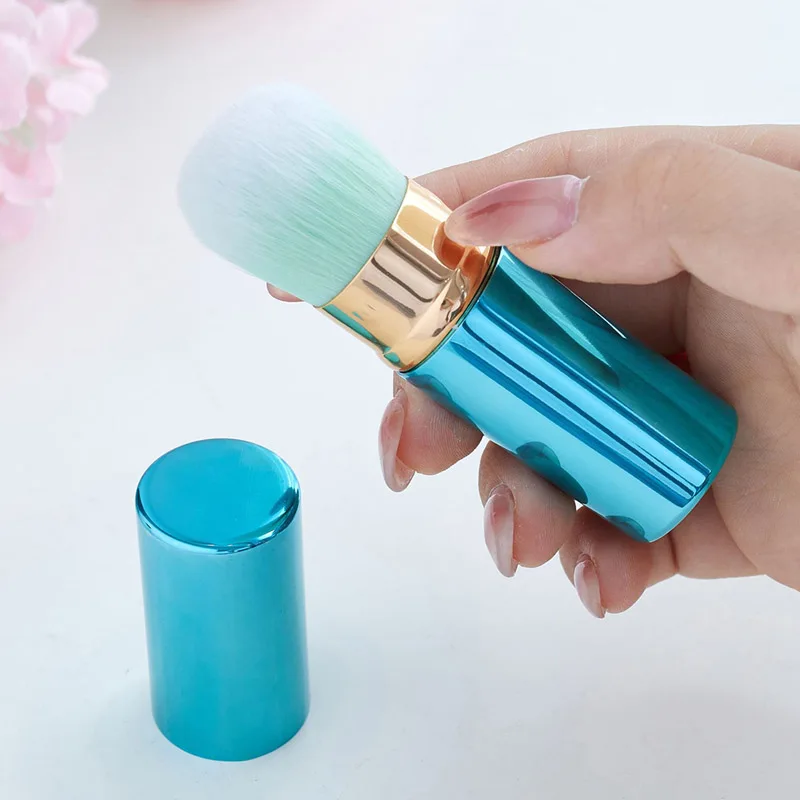 Portable  Single Makeup Retractable Powder Mini Makeup Brush With Cover Makeup Tool Soft Hair Beauty Blush Tool