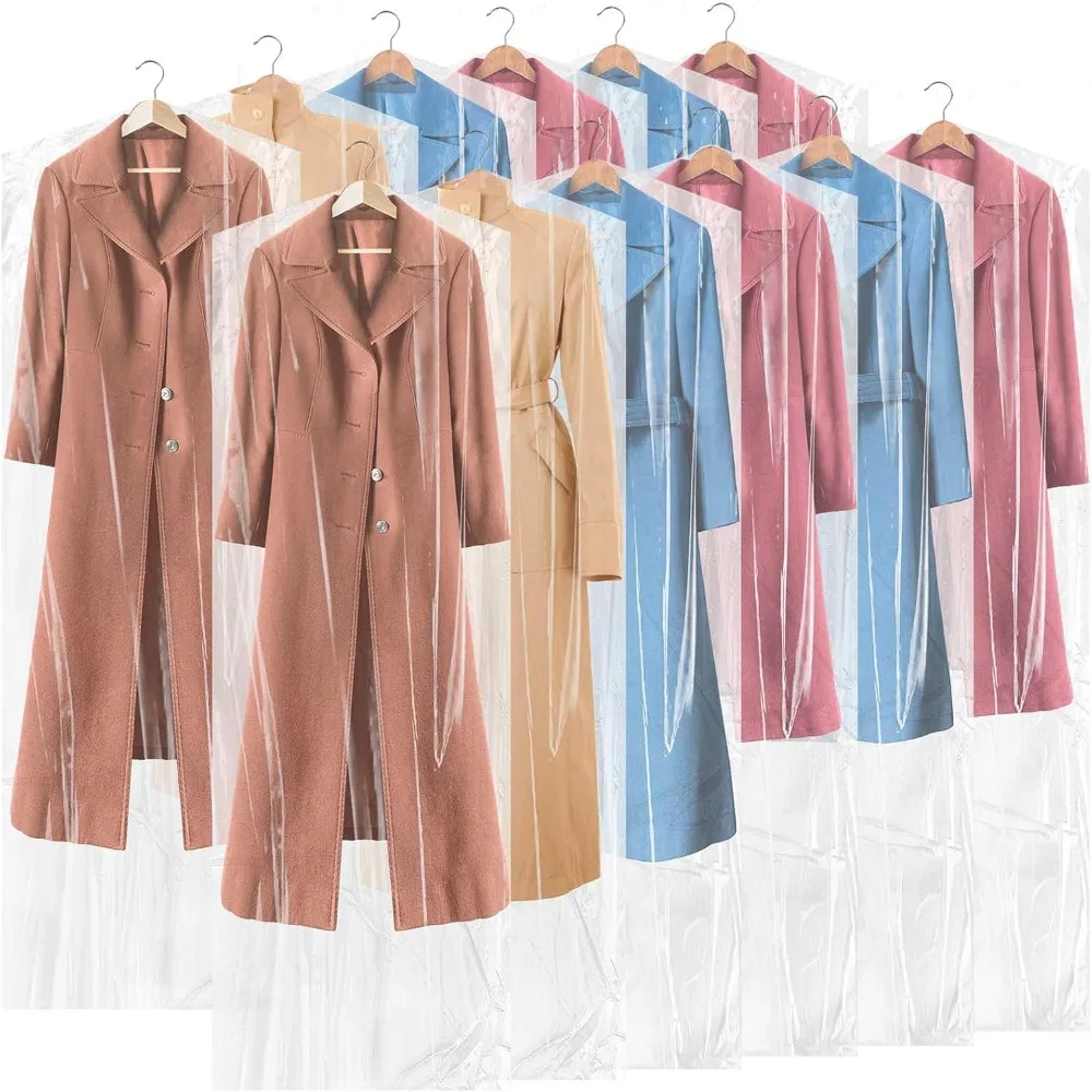 

120 Pack 72-Inch Clear Plastic Dry Cleaning Bags for Hanging Clothes and Garment Storage