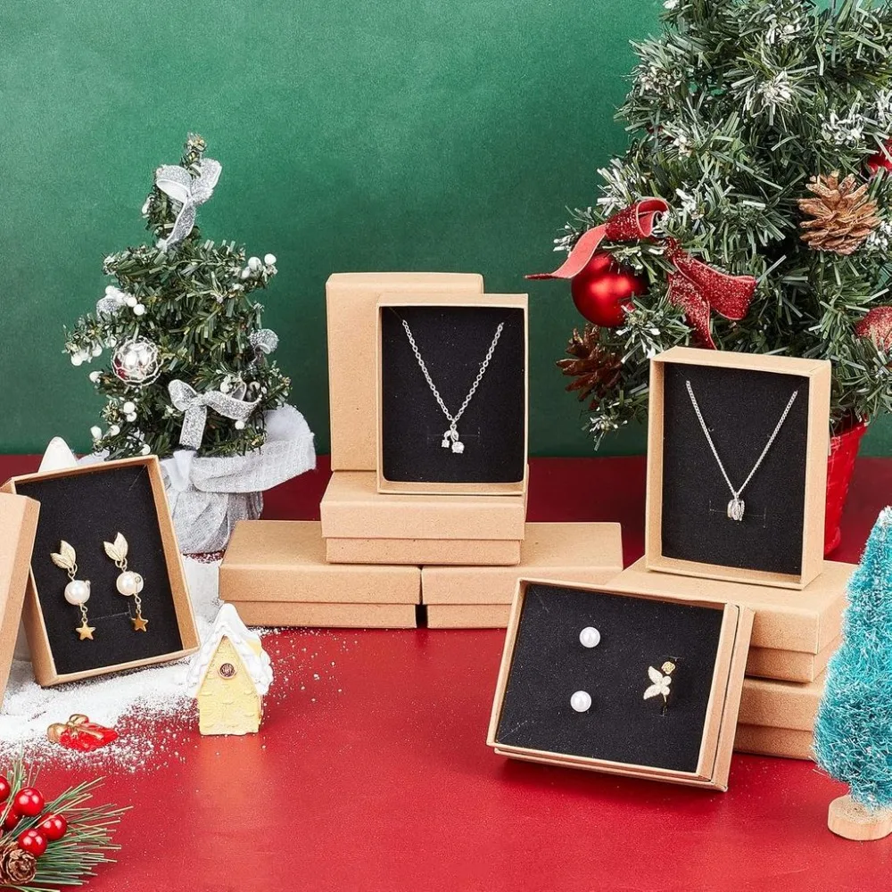 24 Pcs Square Cardboard Jewelry Set Boxes with Sponge Inside for Jewelry Bracelet Necklace Pendants Ring Crafts Birthday