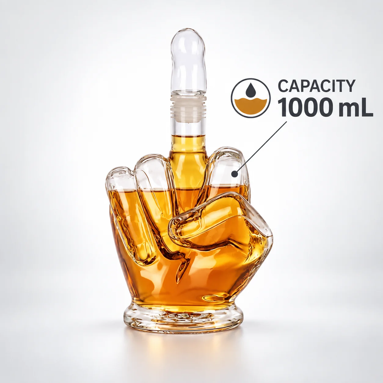 1000ml Unique Finger Shape Whiskey Decanter with Middle Finger Design for Scotch Bourbon Alcohol Bottle Bar Party Decor Gift
