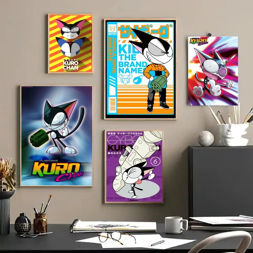 Cyborg Kuro-chan DIY Sticky Poster Waterproof Paper Sticker Coffee House Bar Stickers Wall Painting