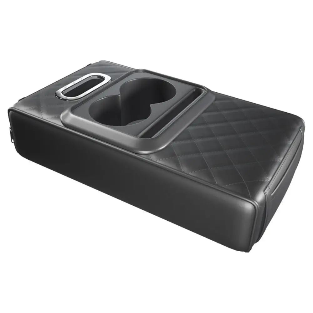 Cojín para reposabrazos de consola central portátil, almohadilla para reposabrazos multifuncional de cuero PU con portavasos, caja de pañuelos que aumenta la altura