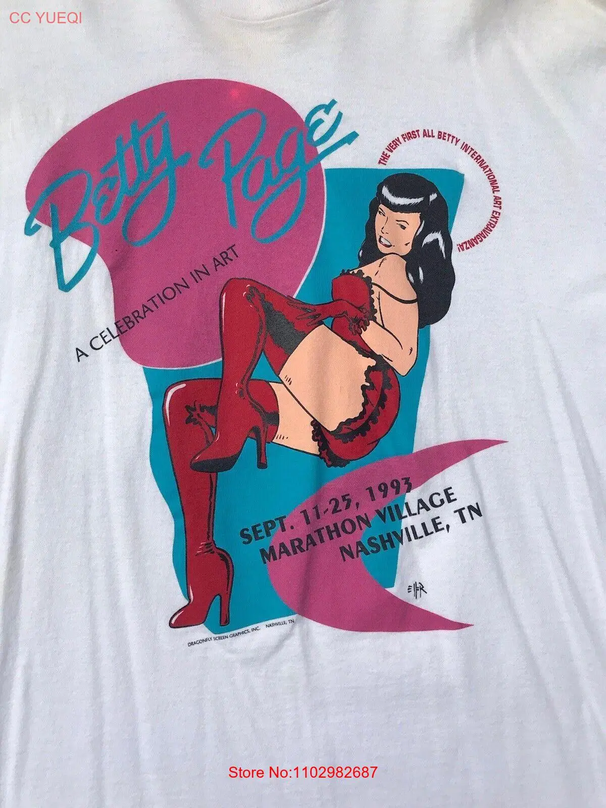 1993 Bettie Page Demon Devil Pin-Up Nashville, TN Фестивальная футболка, размер S-5XL