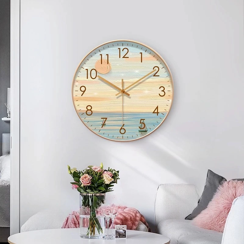 Accessories Seating Room Interior Wall Clock Modern Nordic Round Wall Clock Noiseless Elegant Minimalist Dekor Zimmer Room Decor
