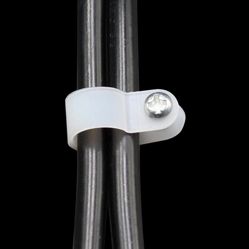 

100 Pcs Wire Clamp with Screws R-type Holder Clips Arrangement of Cable Electric