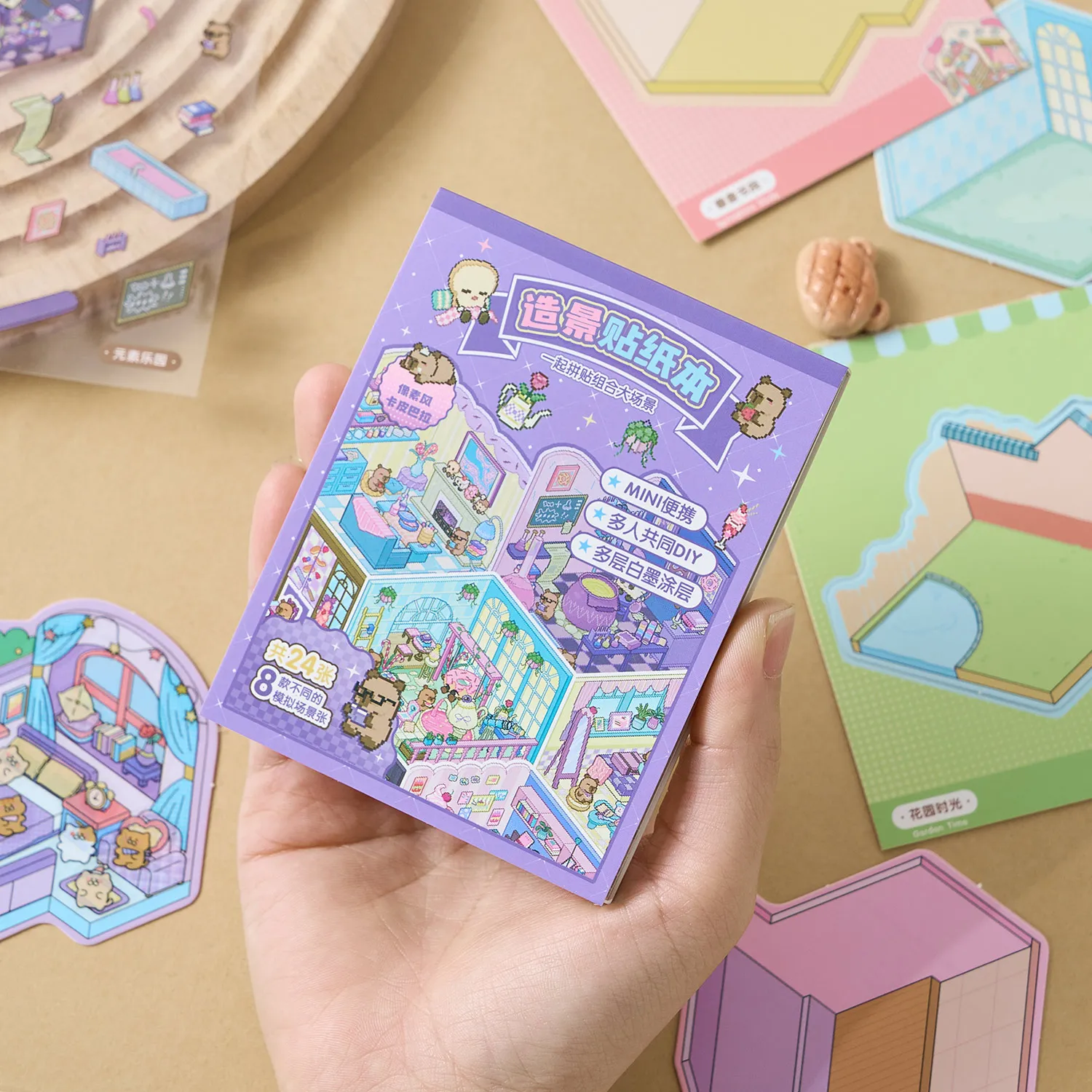 

Gentle Tune Series Kawaii 3D Cartoon Miniature Scene Mini Sticker Book DIY Handmade Stacking Fun Scrapbook Stickers