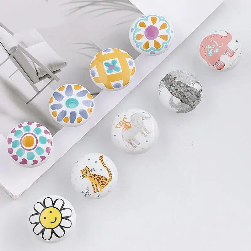 One Piece Vintage Ceramic Door Knobs for Cabinet Drawer, Closet Cupboard Wardrobe Furniture Door Pull Handle