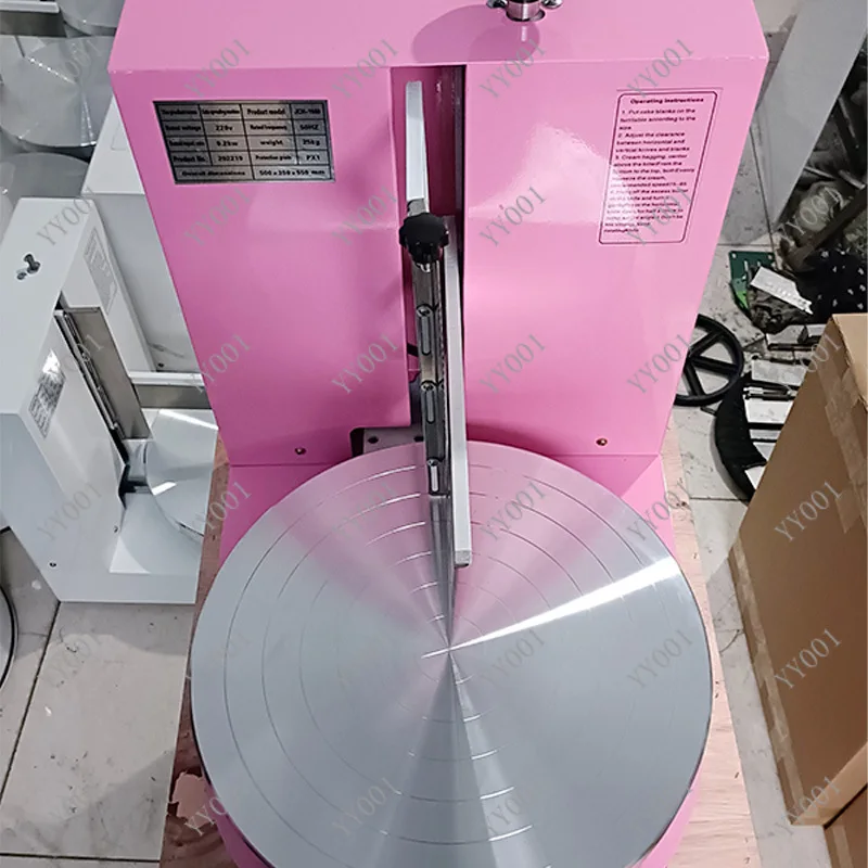 Pink Automatic Cake Cream Smoothing Machine, Commercial Baking Equipment for Cake Decorating
