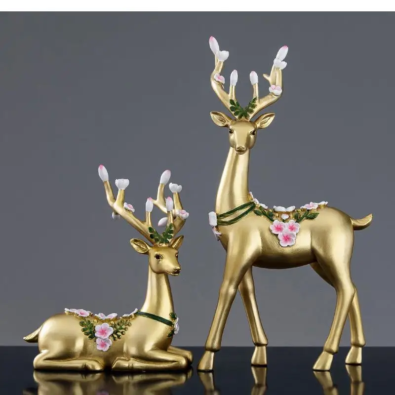 Carved Lovers Deer Home Decoration Desk Accessories Desktop Bookshelf Living Room Wine Cabinet Porch Soft Decorations