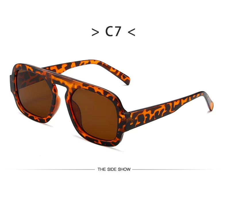 Mode quadratische Sonnenbrille Frauen neue Retro schwarz braun dicken Rahmen Pilot Sonnenbrille Frau Chic Polygon Leopard Shades UV400 – Detail 16