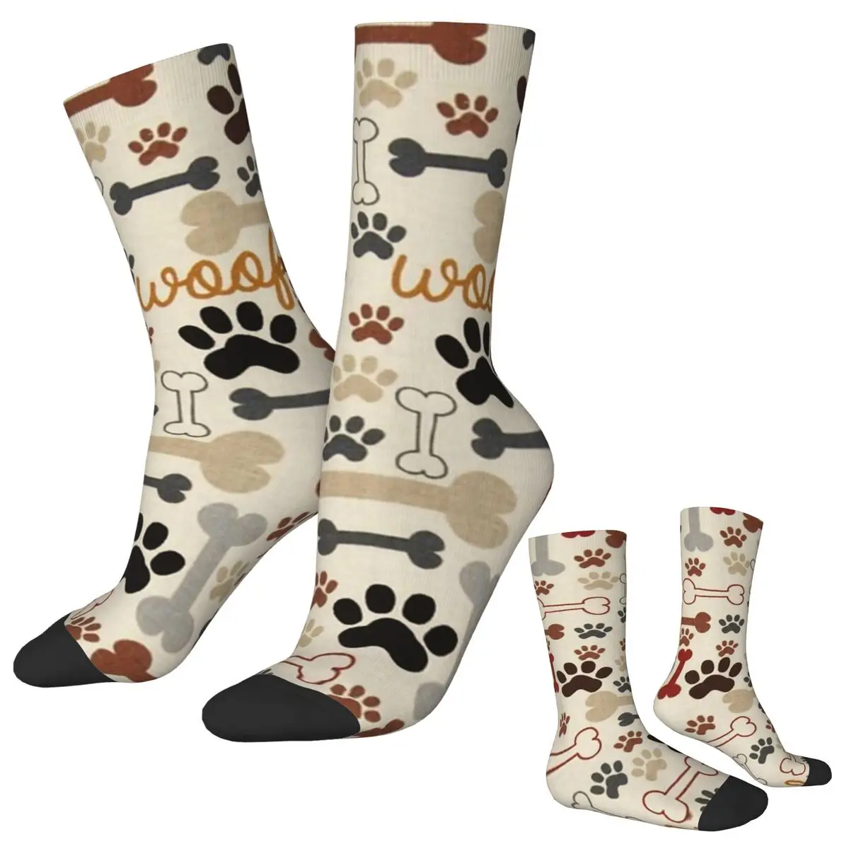 

Чулки с принтом собачьих костей и лап, милые новые носки с принтом животных, осенние нескользящие носки, мужские теплые мягкие носки для велоспорта