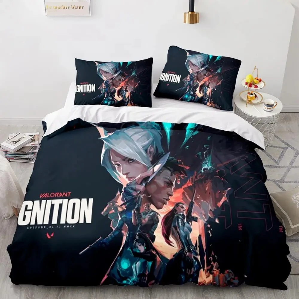 

Gaming Valorant Bedding Set Single Twin Full Queen King Size Bed Set Aldult Kid Bedroom Duvetcover Sets 3D Print Anime 041