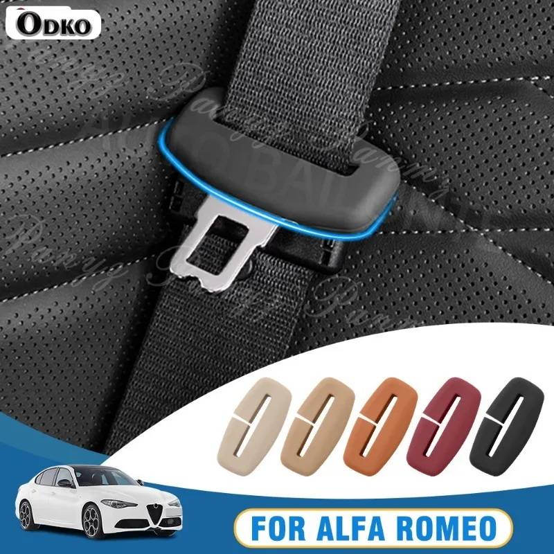 Car Seat Belt Buckle Protector Cover Soft Silicone Accessorie For Alfa Romeo 159 Giulietta 156 147 Giulia Mito GT Stelvio Spider