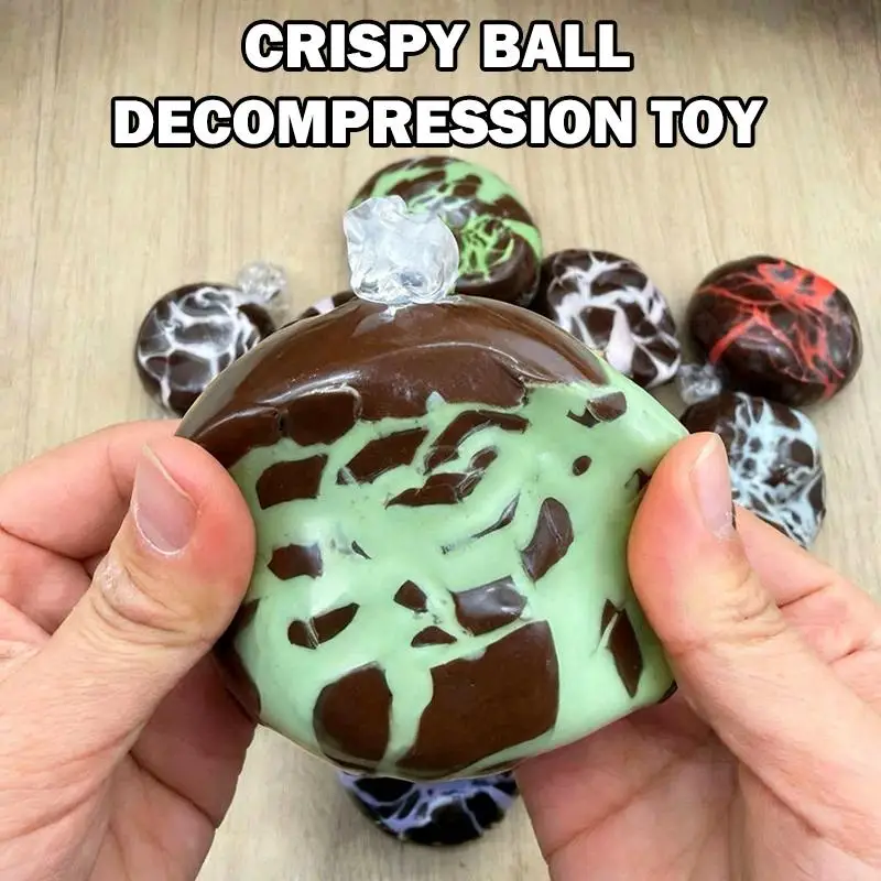 ●Chocolate Look Crispy Ball Decompression Toy With Soft  Texture And Crispy Sound For Stress Relief Kids Fidget Play