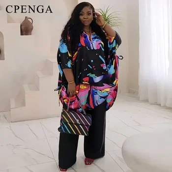 Ensemble Dashiki assressentipour femmes africaines, robe imprimée de vacances élégante, olympiques haut et pantalon de fête, grande taille, vêtements 2 pièces, 2024