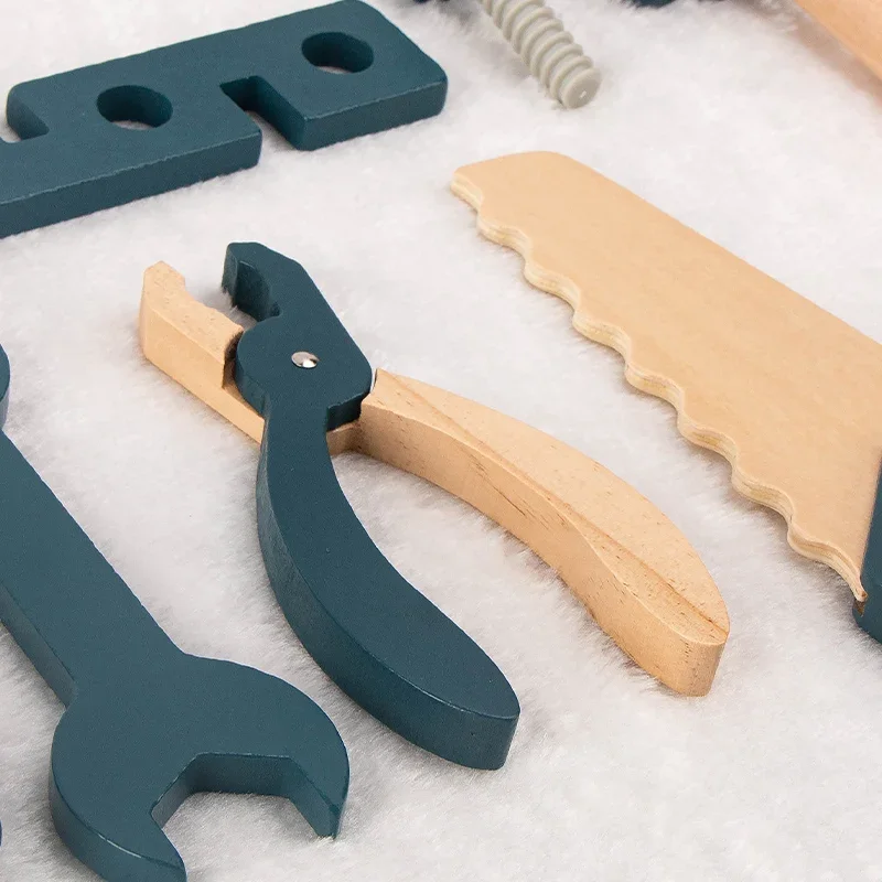 Kinder Spielzeug Simulation Reparatur Werkzeuge Set für Jungen Sichere Holz Kinder Wartung Werkzeuge Schraubendreher Hammer Zange