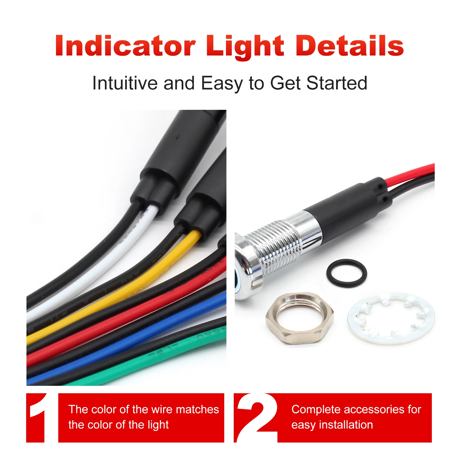 8mm Mini Symbol indicator light 12V 24V LED Car Boat LED Warning Dashboard Signal Lights Instrument Pilot light  Metal Shell