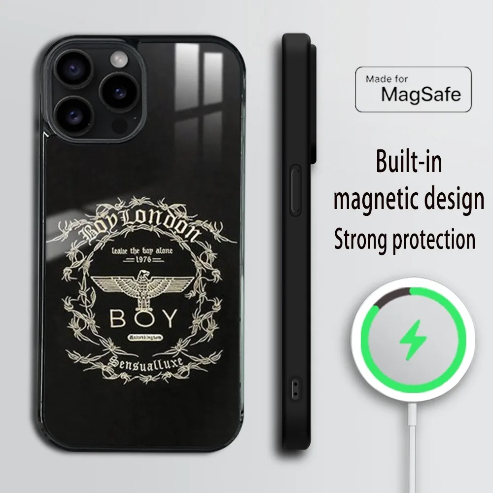 B-BOY L-LONDON Phone Case For iPhone 16 15 14 13 12 11 Pro Max Plus Mini Magsafe Mirror Wireless Magnetic Cover