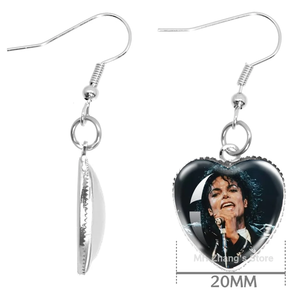 Michael Jackson 20MM Rotundity Glass Cabochon Earrings Cover Pendant Versatile Retro Personalized Accessory