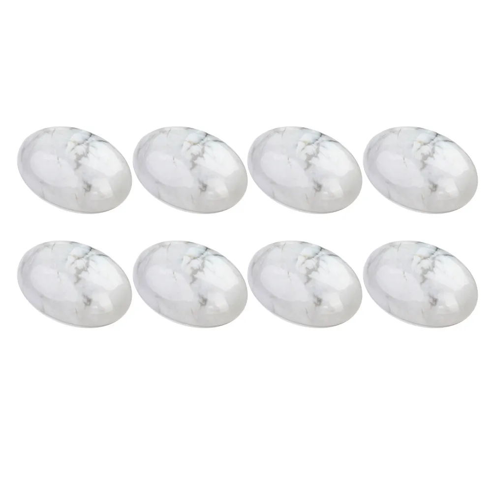 10Pcs Oval Stone Cabochons 13x18mm Flat Back White Agate Style Gems for DIY Jewelry Earring Cufflink Craft