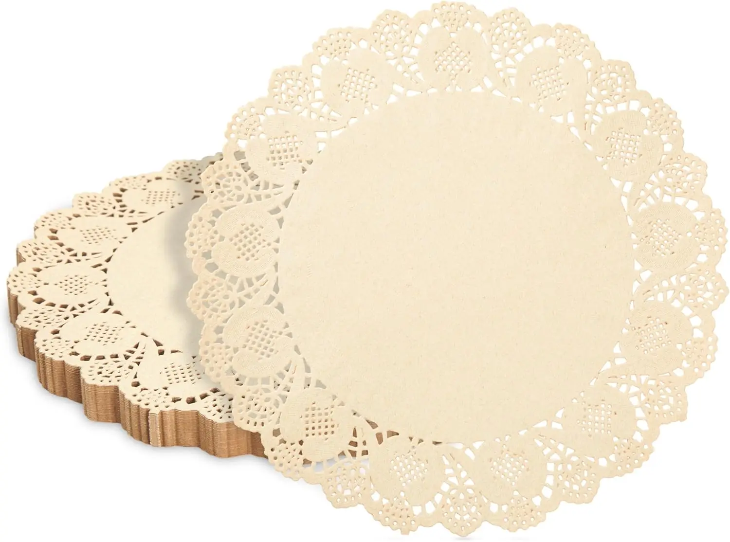 Manteles Individuales Redondos de Papel Marrón de 12 Pulgadas, Paquete de 250 - Desechables para Platos de Cena, Fiestas de Té y Decoración de Bodas