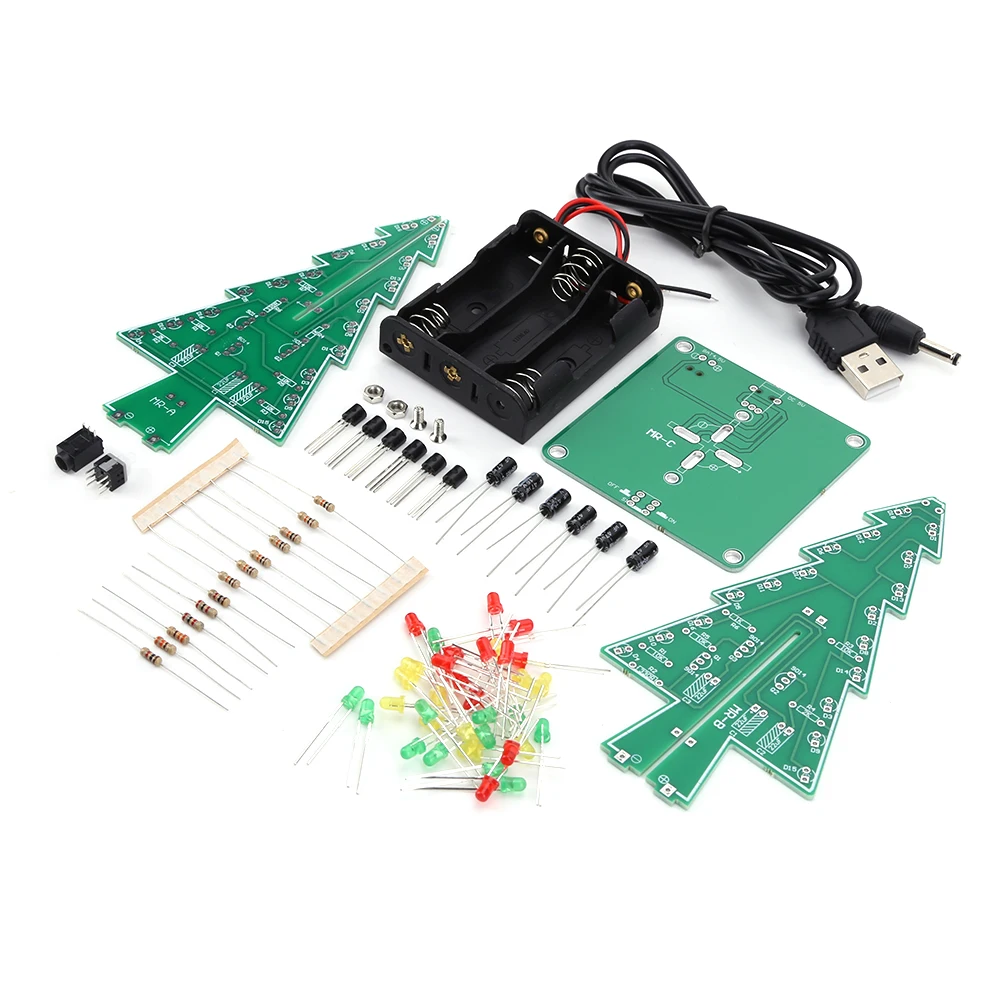 Diy 3d árvore de natal 3 pcb kit de exercício eletrônico menor consumo de energia artesanal kits de decoração de natal para casa sala estar